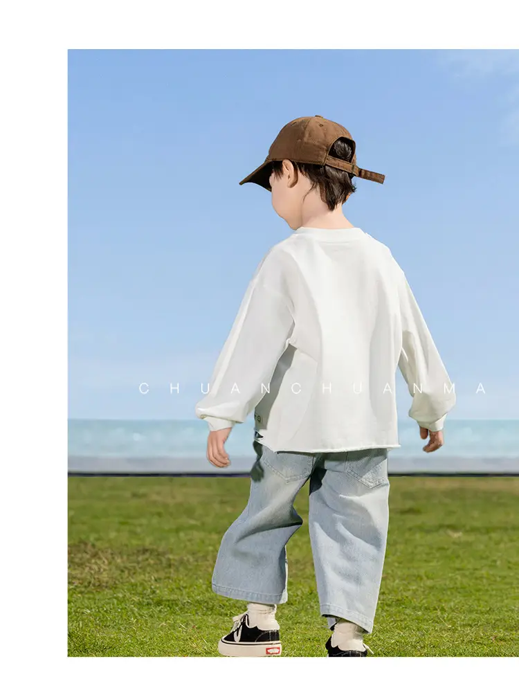 Kids Cotton T-Shirt White Loose Fit for Boys — feature 21