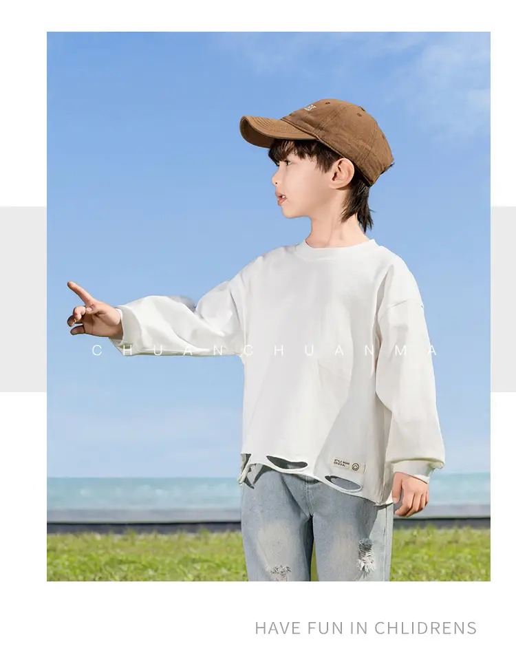 Kids Cotton T-Shirt White Loose Fit for Boys — feature 22
