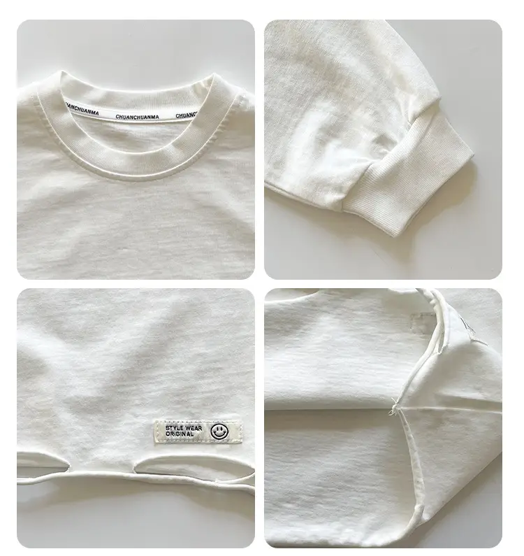 Kids Cotton T-Shirt White Loose Fit for Boys — feature 8