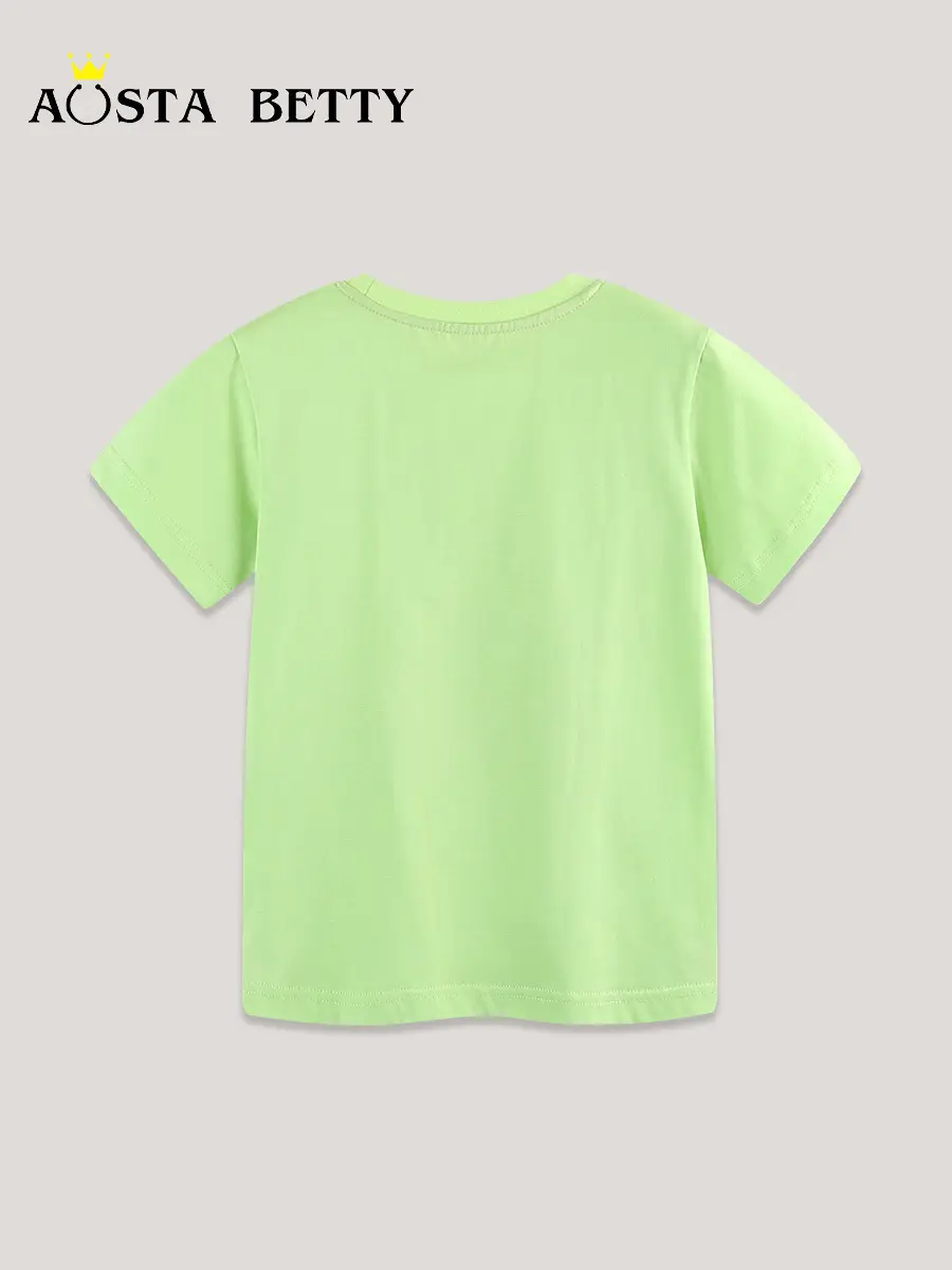 Dinosaur Printed Kids Sweatshirt Green Crew Neck - Image 3