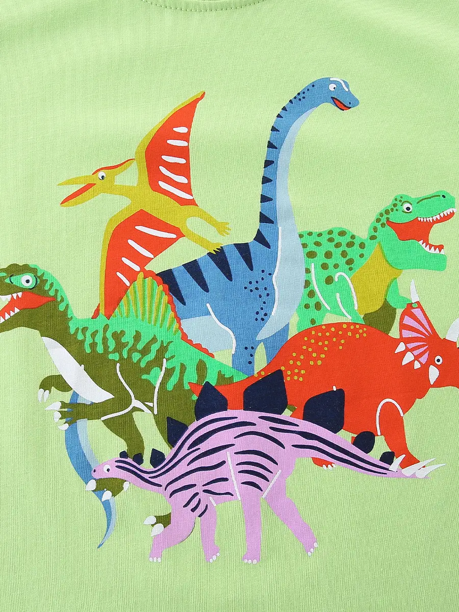 Dinosaur Printed Kids Sweatshirt Green Crew Neck - Image 5