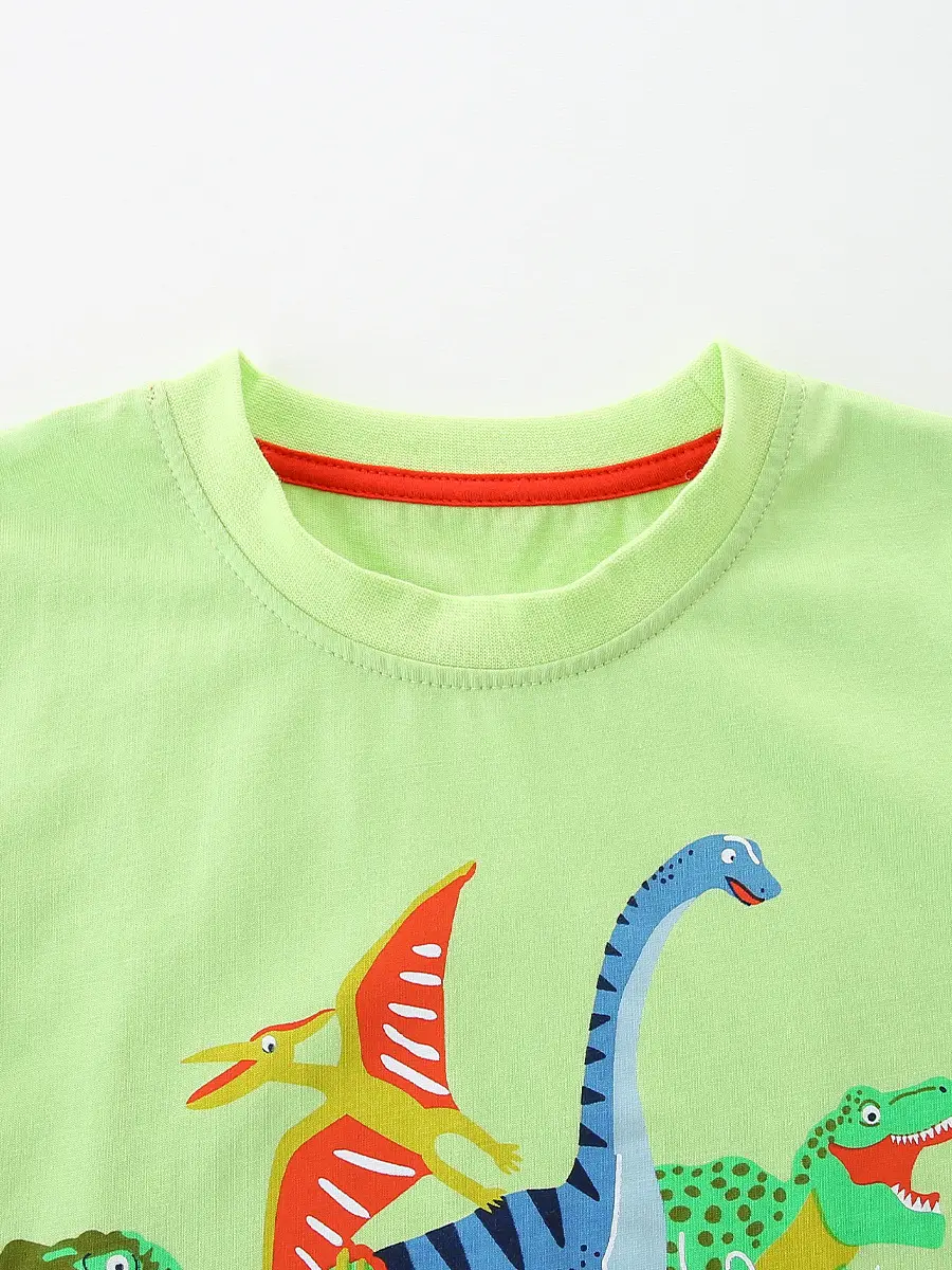 Dinosaur Printed Kids Sweatshirt Green Crew Neck - Image 6