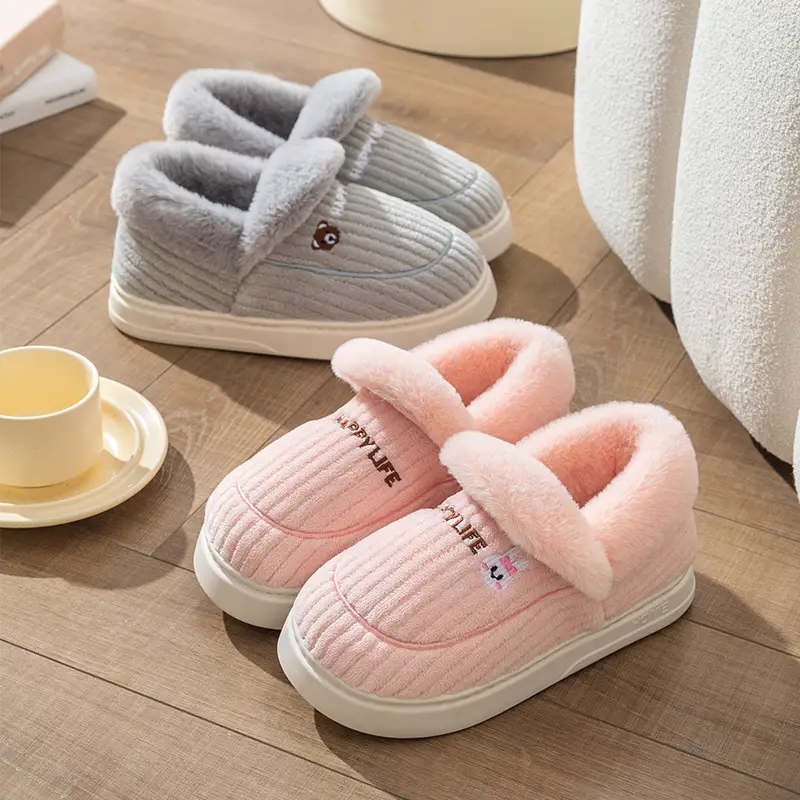 Cotton Winter Slippers Women Orange Plush Warm - Image 34