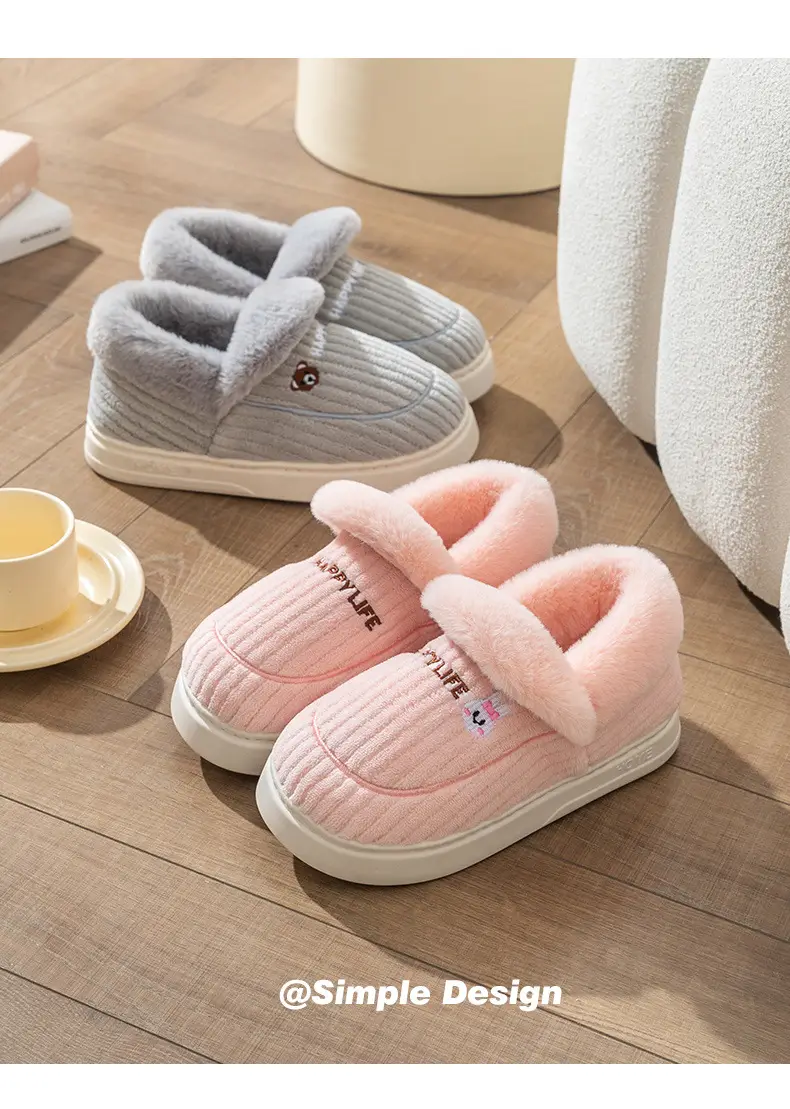 Cotton Winter Slippers Women Orange Plush Warm — feature 12