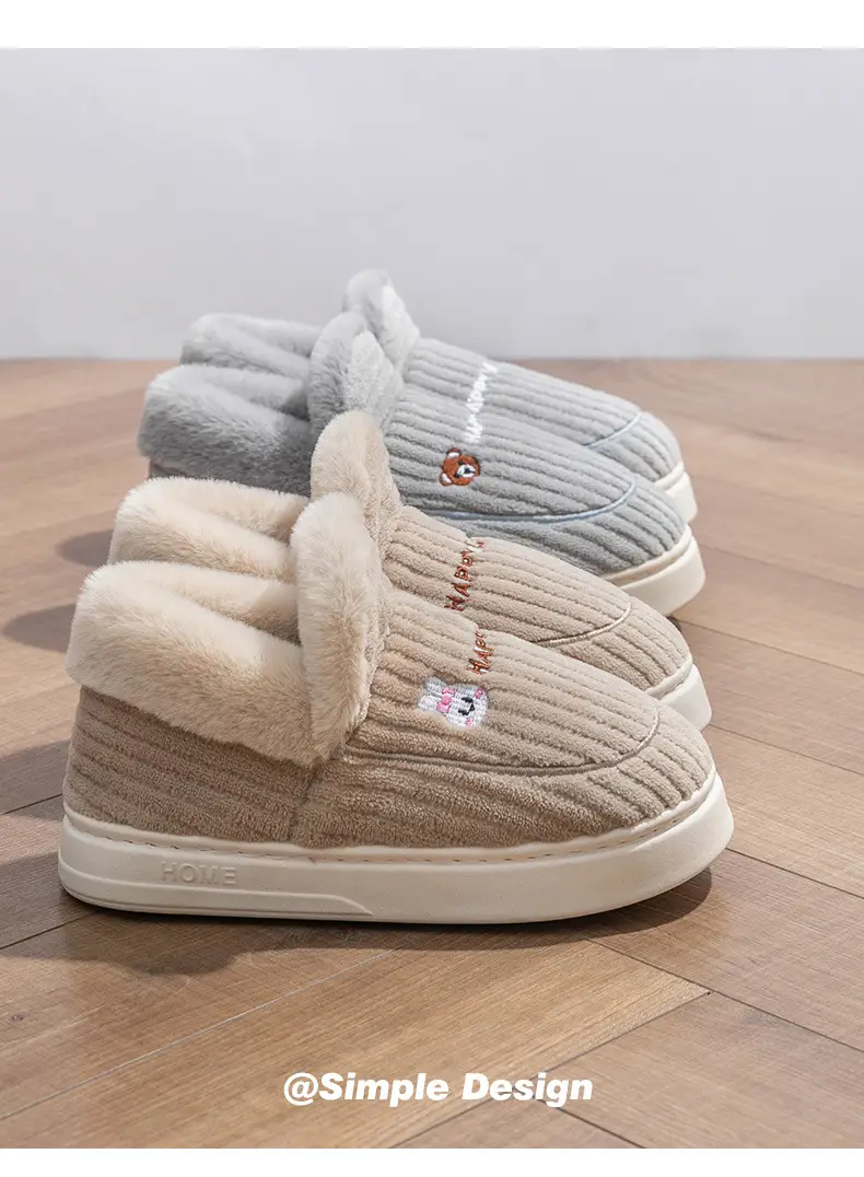Cotton Winter Slippers Women Orange Plush Warm — feature 13