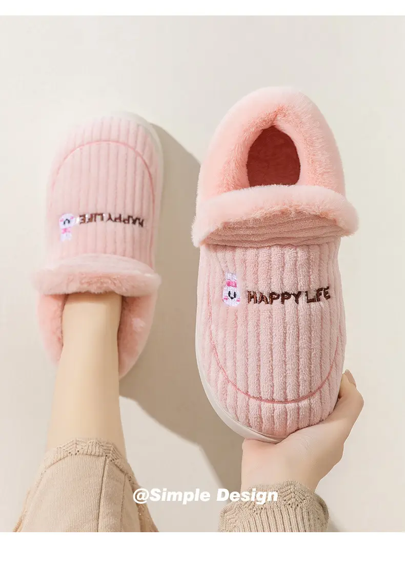 Cotton Winter Slippers Women Orange Plush Warm — feature 15