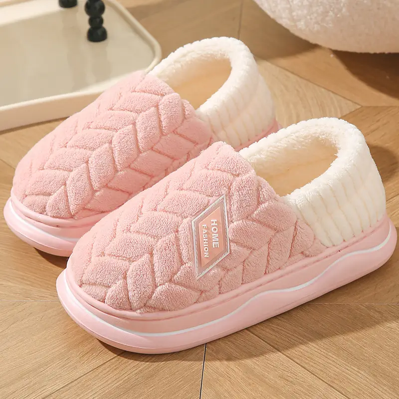 Cotton Winter Slippers Women Orange Plush Warm - Image 16
