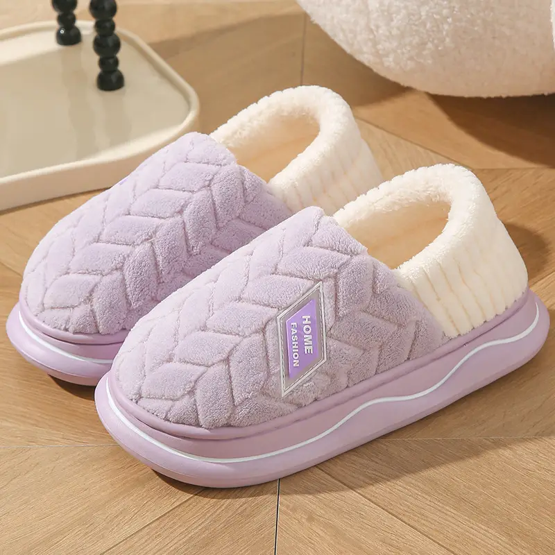Cotton Winter Slippers Women Orange Plush Warm - Image 17