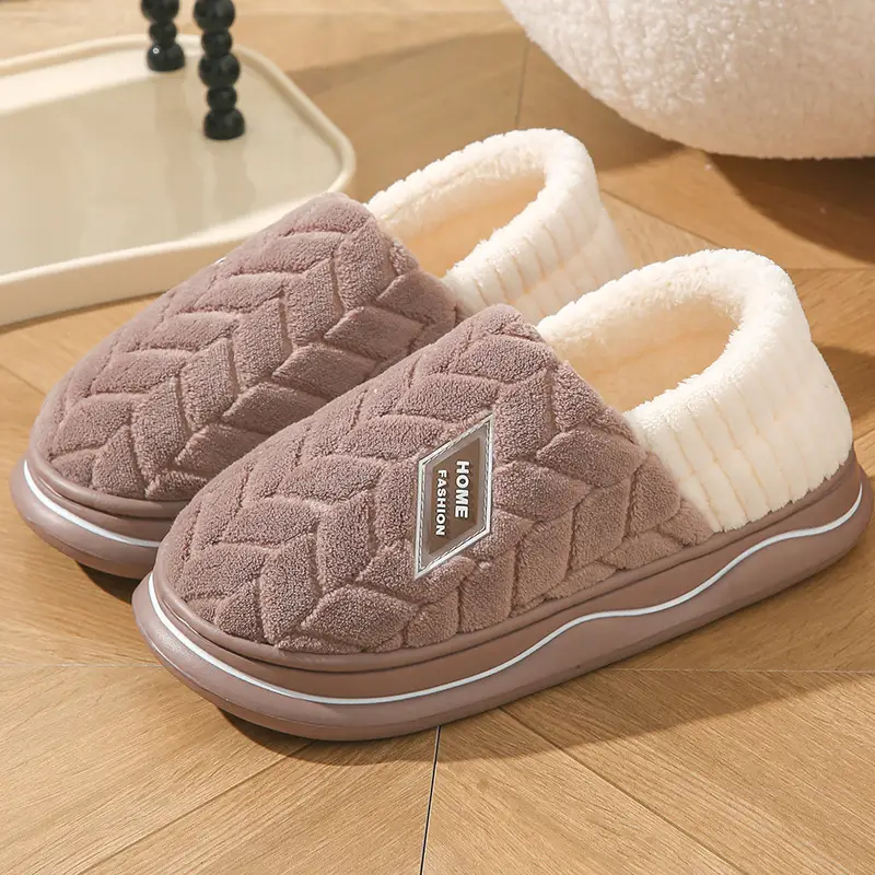 Cotton Winter Slippers Women Orange Plush Warm - Image 18