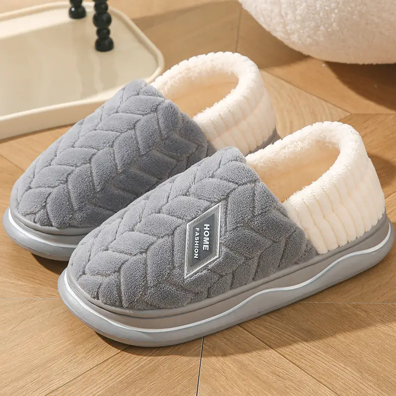 Cotton Winter Slippers Women Orange Plush Warm - Image 19