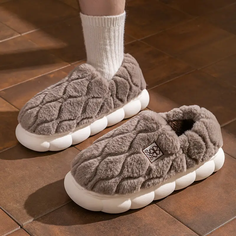 Cotton Winter Slippers Women Orange Plush Warm - Image 22