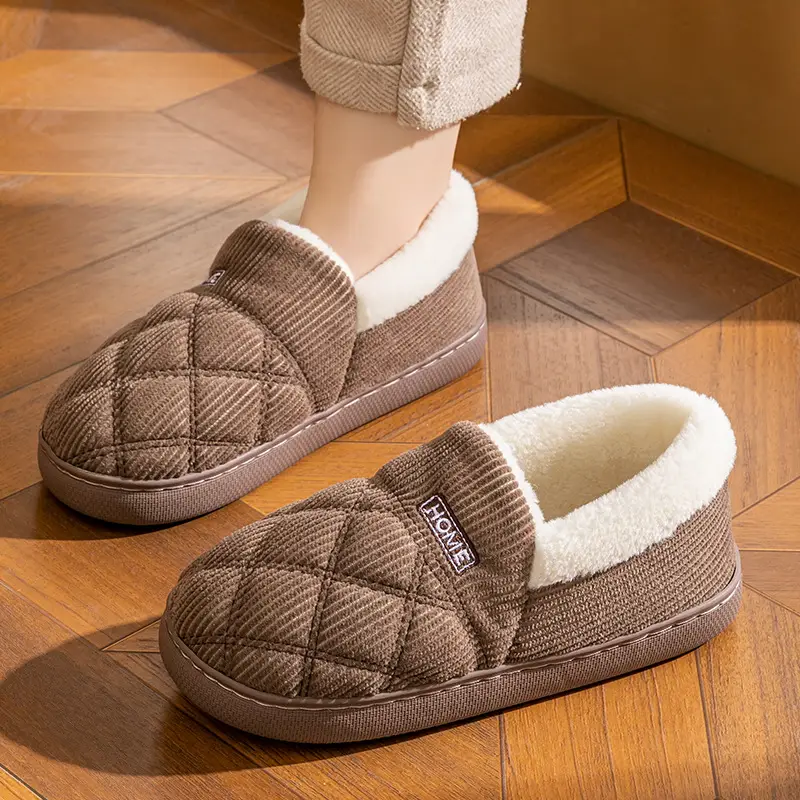 Cotton Winter Slippers Women Orange Plush Warm - Image 27