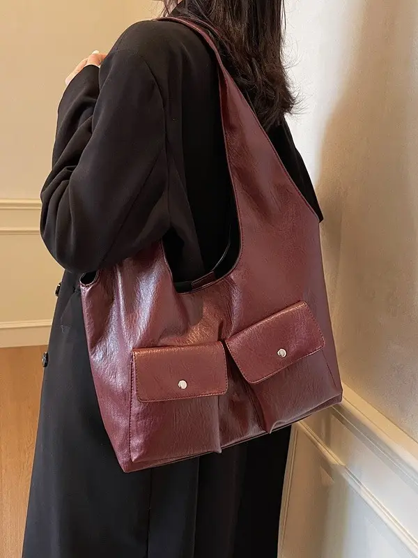 Black Leather Retro Shoulder Bag for Women 2024 - Image 6
