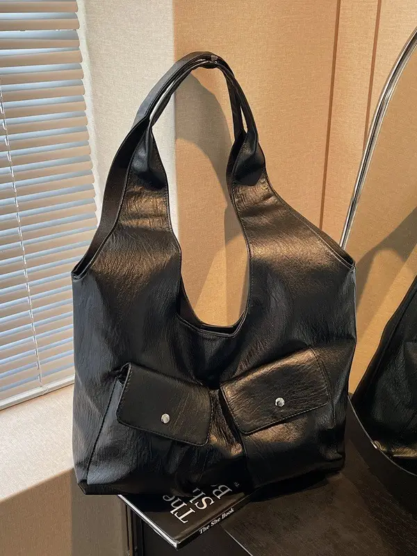 Black Leather Retro Shoulder Bag for Women 2024 - Image 7