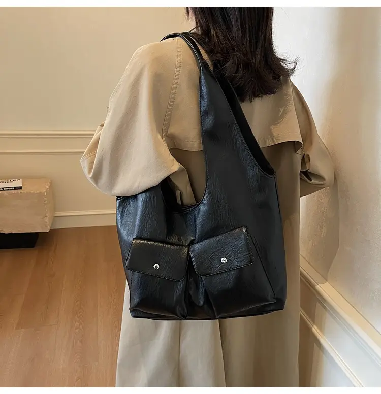 Black Leather Retro Shoulder Bag for Women 2024 — feature 14