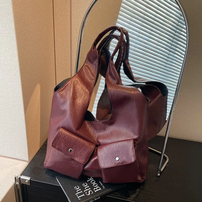 Black Leather Retro Shoulder Bag for Women 2024 - Image 3