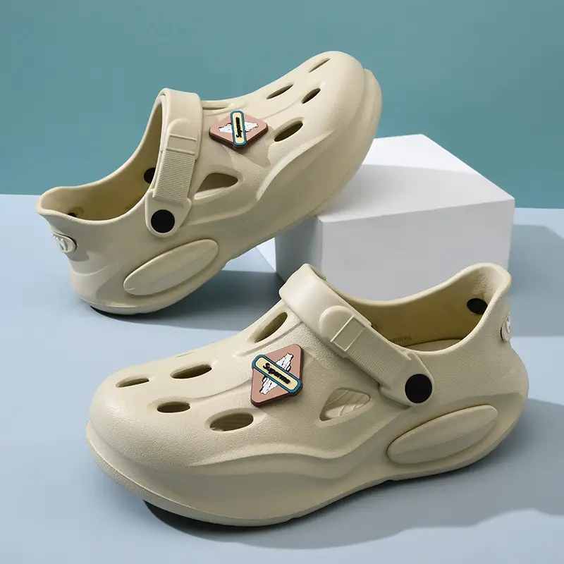 Summer Height-increasing Slippers Hole Shoes Women's Outer Wear Thick Sole Non-smelly Feet Non-slip Breathable EVA Contrast Color Wear-resistant Baotou Drag - Image 6