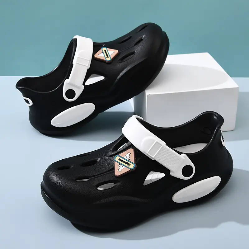 Summer Height-increasing Slippers Hole Shoes Women's Outer Wear Thick Sole Non-smelly Feet Non-slip Breathable EVA Contrast Color Wear-resistant Baotou Drag - Image 8