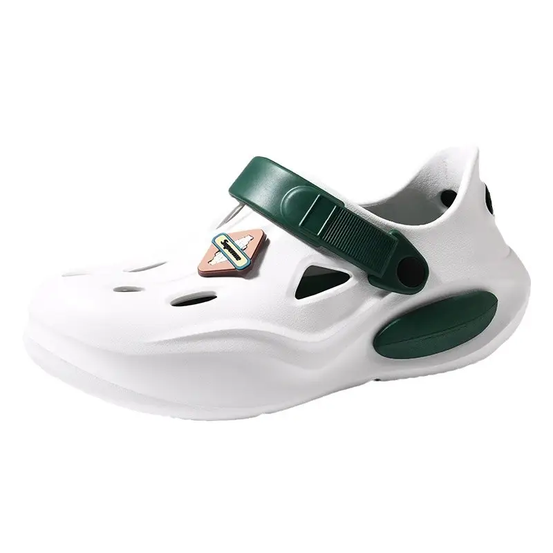 Summer Height-increasing Slippers Hole Shoes Women's Outer Wear Thick Sole Non-smelly Feet Non-slip Breathable EVA Contrast Color Wear-resistant Baotou Drag - Image 9