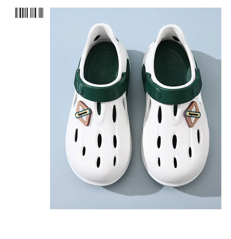 Summer Height-increasing Slippers Hole Shoes Women's Outer Wear Thick Sole Non-smelly Feet Non-slip Breathable EVA Contrast Color Wear-resistant Baotou Drag — feature 11