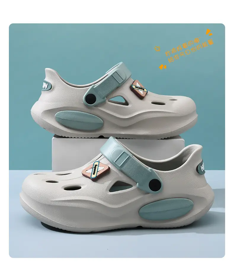 Summer Height-increasing Slippers Hole Shoes Women's Outer Wear Thick Sole Non-smelly Feet Non-slip Breathable EVA Contrast Color Wear-resistant Baotou Drag — feature 17