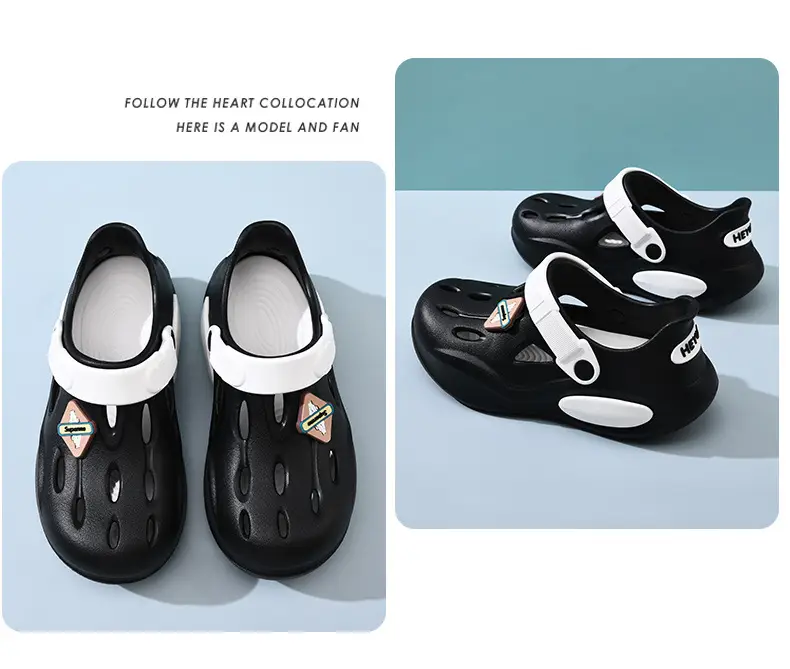Summer Height-increasing Slippers Hole Shoes Women's Outer Wear Thick Sole Non-smelly Feet Non-slip Breathable EVA Contrast Color Wear-resistant Baotou Drag — feature 18