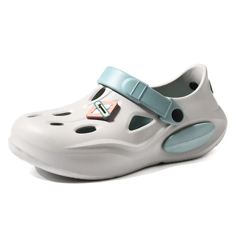 Summer Height-increasing Slippers Hole Shoes Women's Outer Wear Thick Sole Non-smelly Feet Non-slip Breathable EVA Contrast Color Wear-resistant Baotou Drag - Image 3