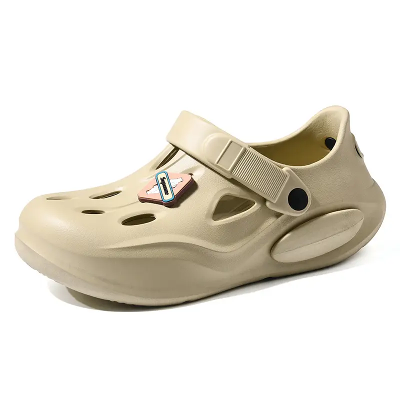 Summer Height-increasing Slippers Hole Shoes Women's Outer Wear Thick Sole Non-smelly Feet Non-slip Breathable EVA Contrast Color Wear-resistant Baotou Drag - Image 4