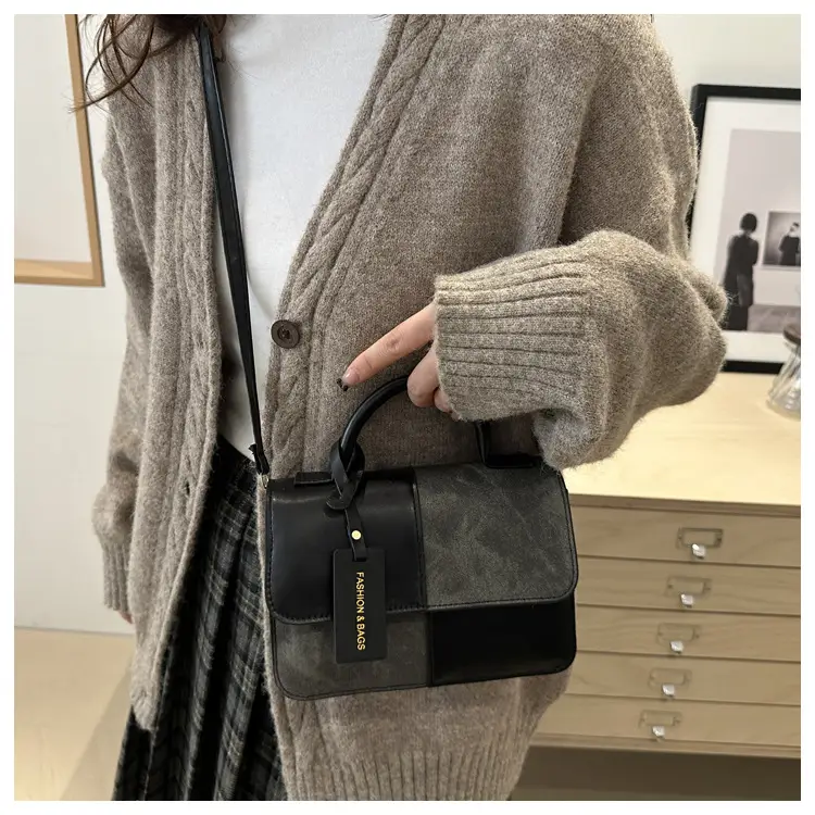 Winter Commuter Shoulder Messenger Bag Brown Beige Textured — feature 21