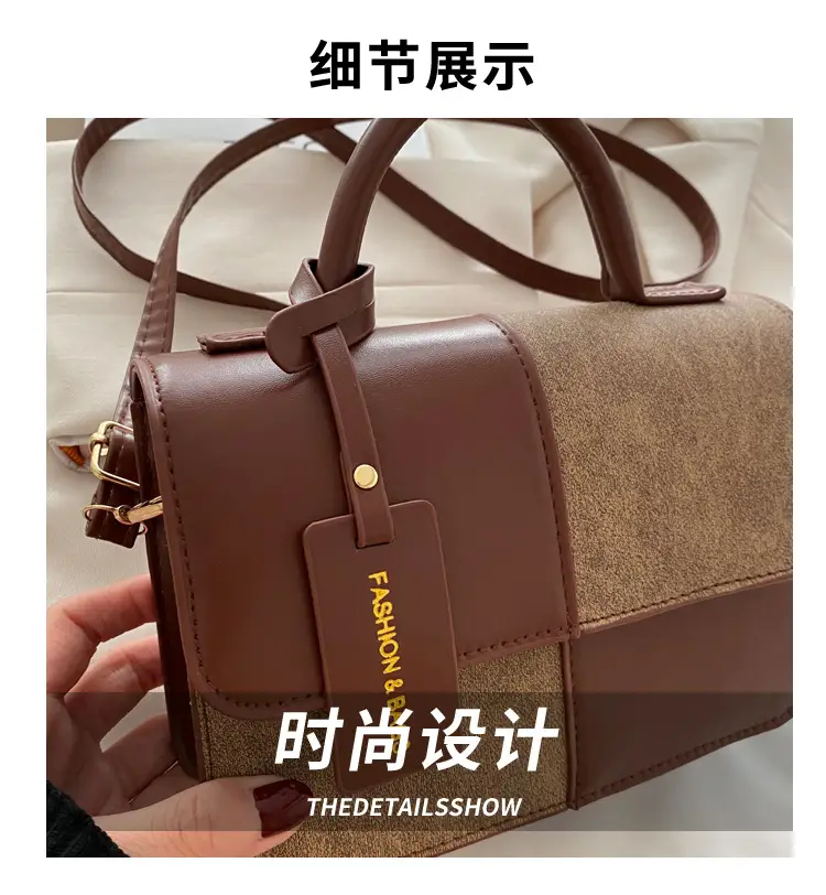 Winter Commuter Shoulder Messenger Bag Brown Beige Textured — feature 3