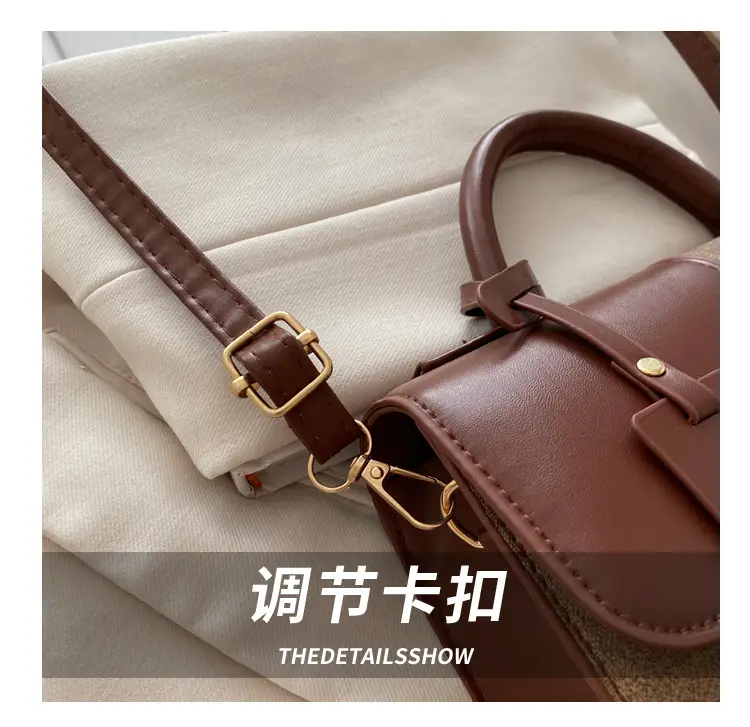 Winter Commuter Shoulder Messenger Bag Brown Beige Textured — feature 6