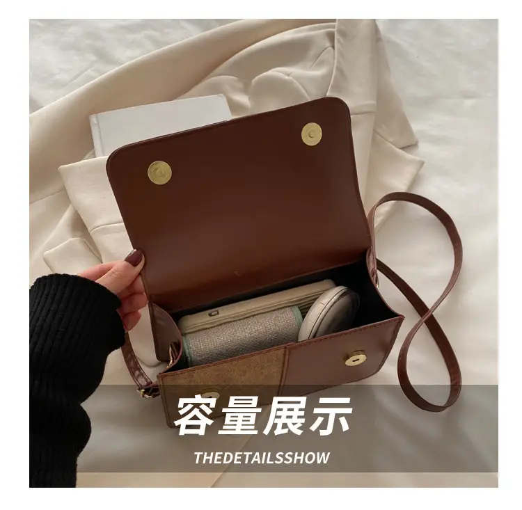 Winter Commuter Shoulder Messenger Bag Brown Beige Textured — feature 7