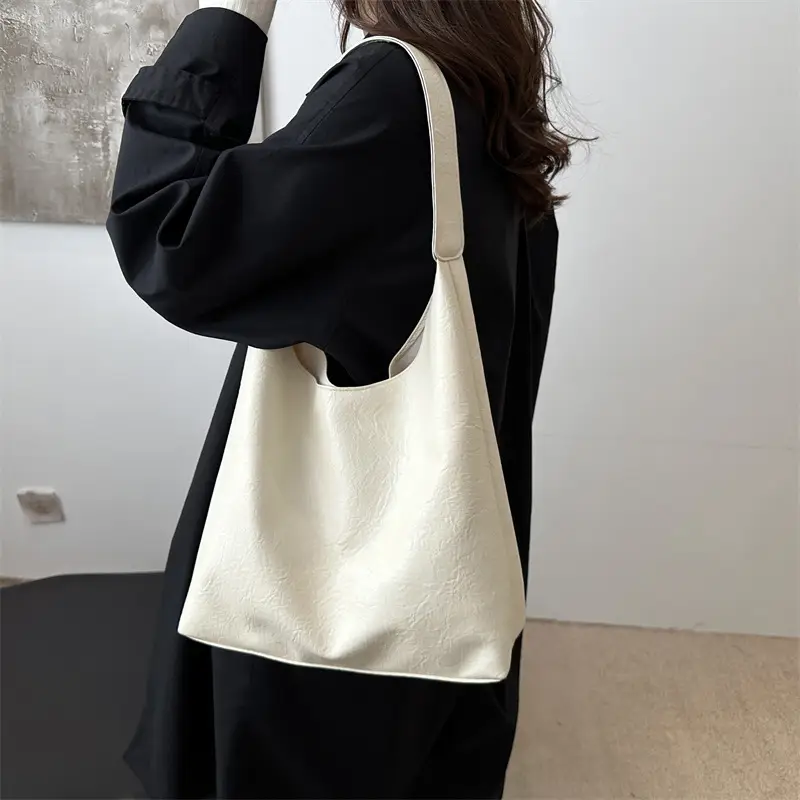 Black 2-Piece Shoulder Tote with Zipper Compartment - Image 7