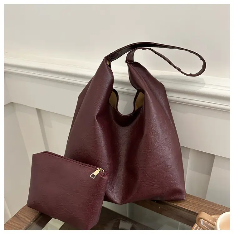 Black 2-Piece Shoulder Tote with Zipper Compartment — feature 13
