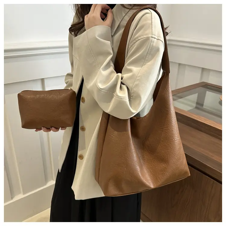 Black 2-Piece Shoulder Tote with Zipper Compartment — feature 23