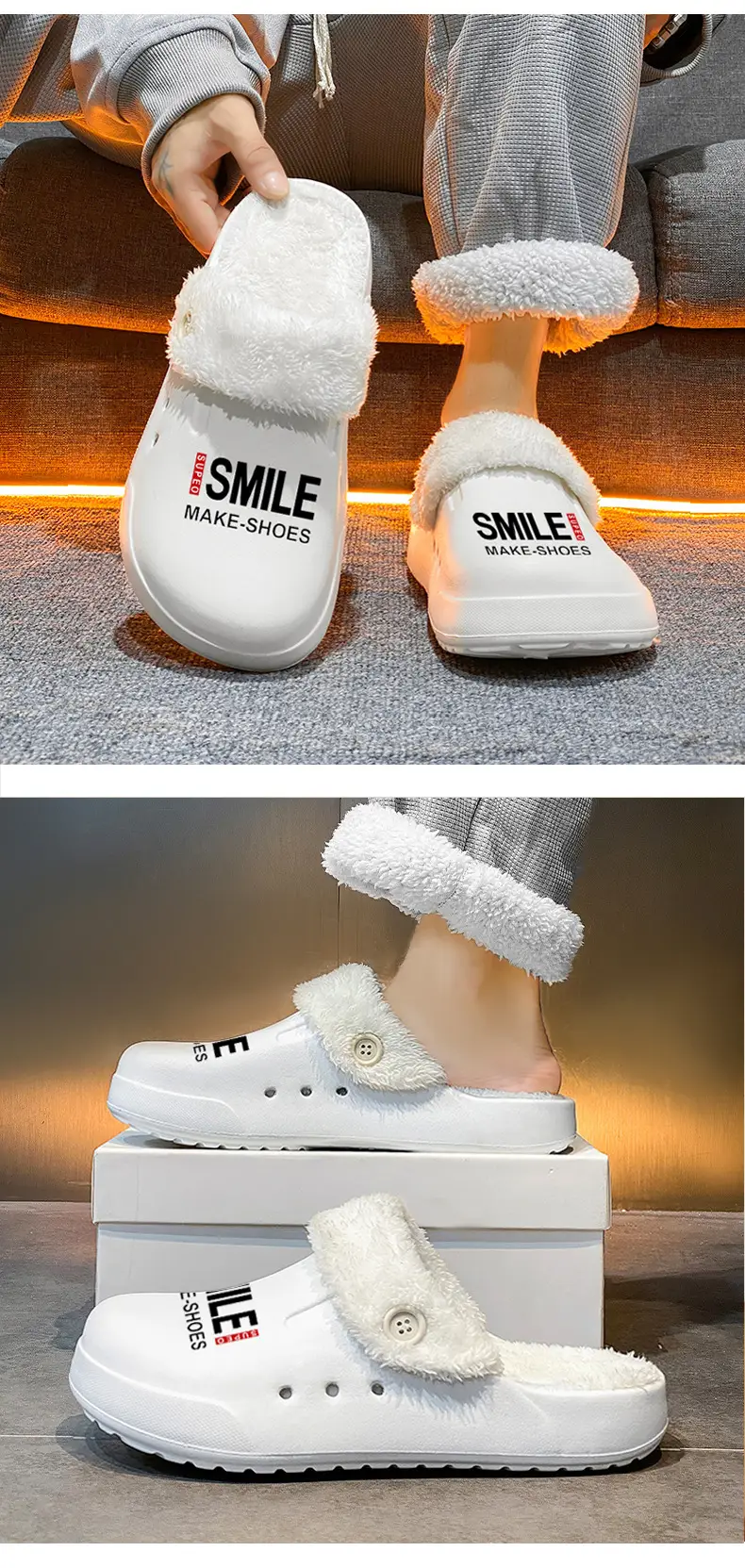 Baotou Slippers Men's New fleece-lined Cotton Slippers Men's Thick-soled Warm Mao Mao Shoes Casual plus size Couple's Home Slippers — feature 13