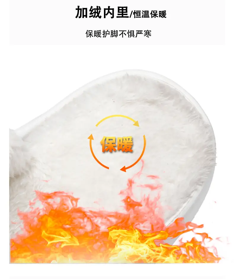 Baotou Slippers Men's New fleece-lined Cotton Slippers Men's Thick-soled Warm Mao Mao Shoes Casual plus size Couple's Home Slippers — feature 4