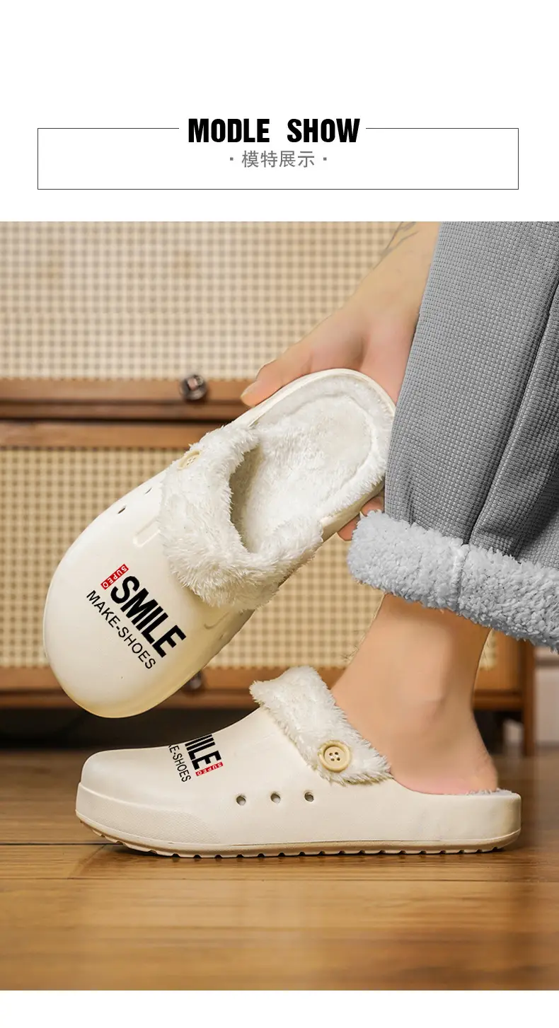 Baotou Slippers Men's New fleece-lined Cotton Slippers Men's Thick-soled Warm Mao Mao Shoes Casual plus size Couple's Home Slippers — feature 6
