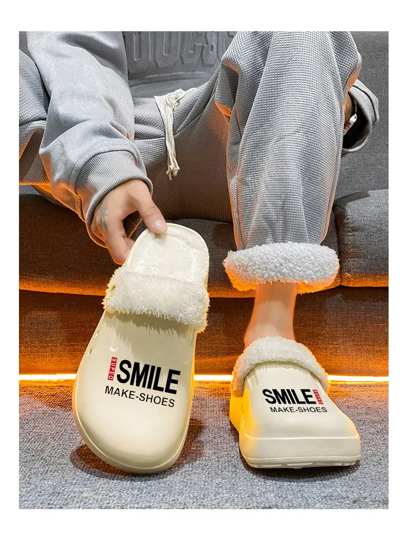 Baotou Slippers Men's New fleece-lined Cotton Slippers Men's Thick-soled Warm Mao Mao Shoes Casual plus size Couple's Home Slippers — feature 7