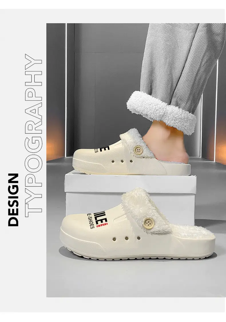 Baotou Slippers Men's New fleece-lined Cotton Slippers Men's Thick-soled Warm Mao Mao Shoes Casual plus size Couple's Home Slippers — feature 9