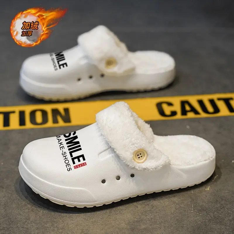 Baotou Slippers Men's New fleece-lined Cotton Slippers Men's Thick-soled Warm Mao Mao Shoes Casual plus size Couple's Home Slippers
