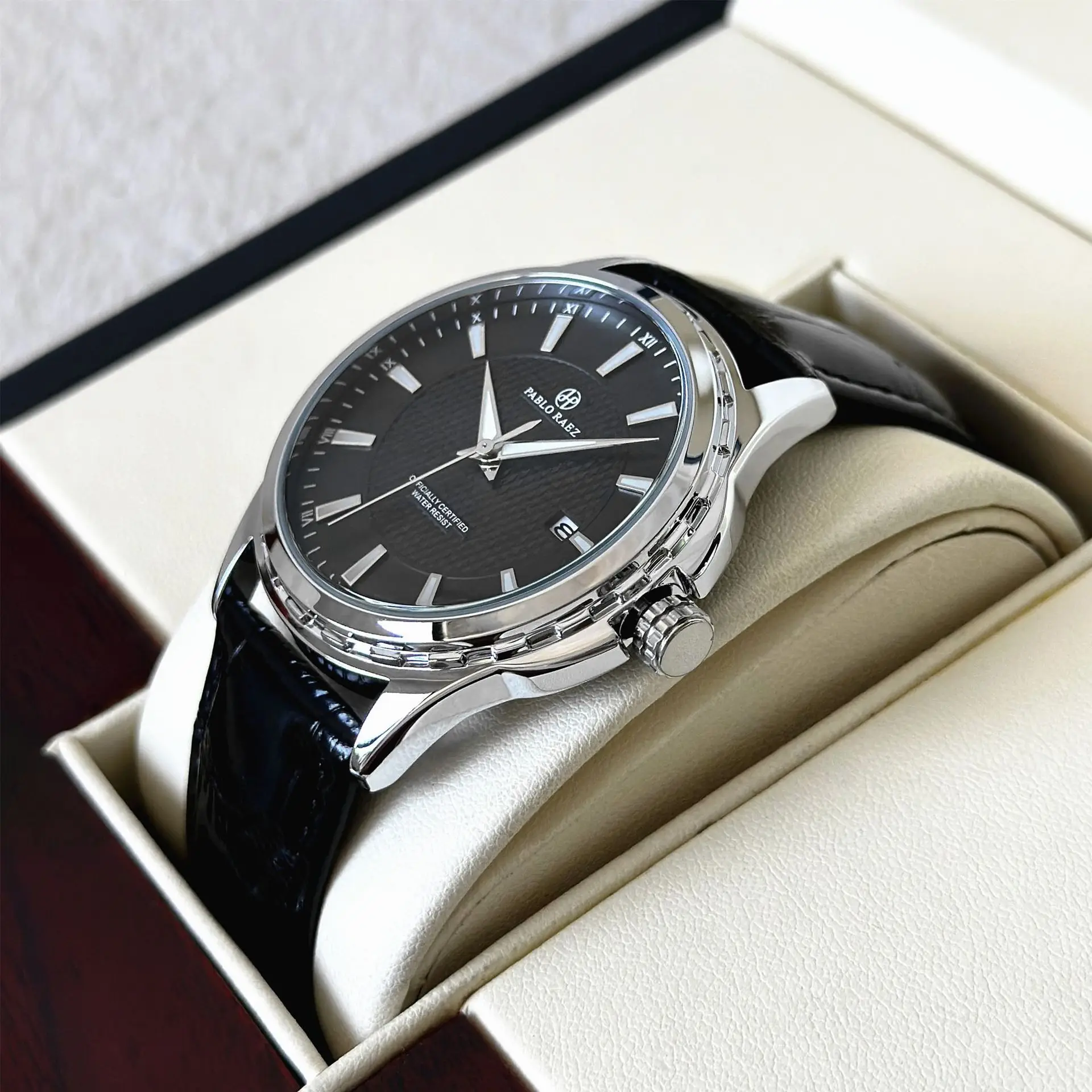 Men's Black Dial Quartz Watch with Black Strap - Image 4