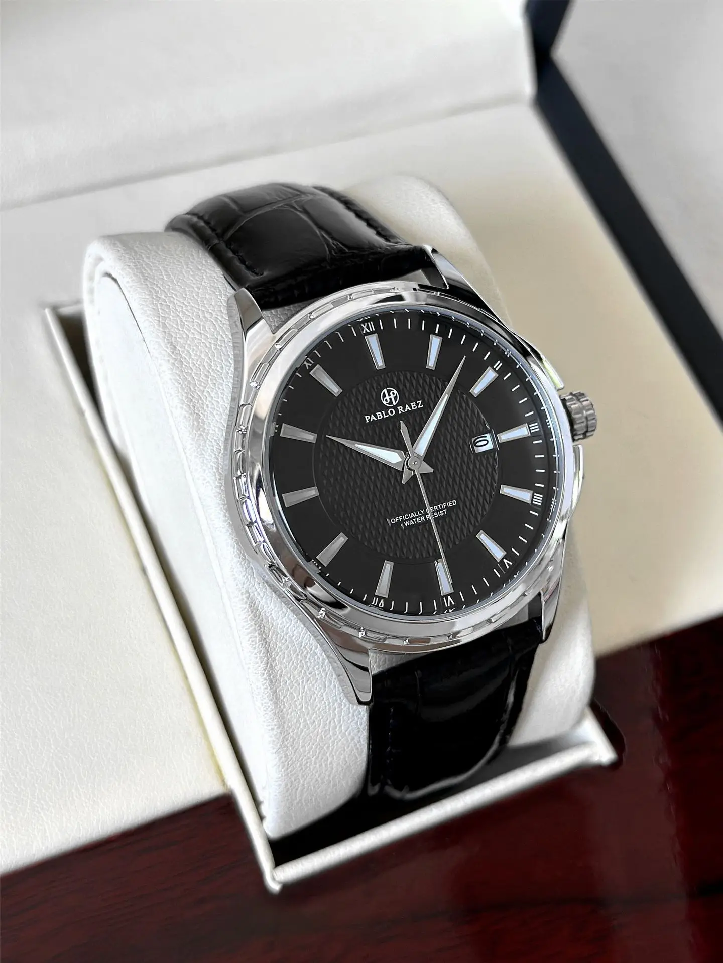 Men's Black Dial Quartz Watch with Black Strap — feature 8