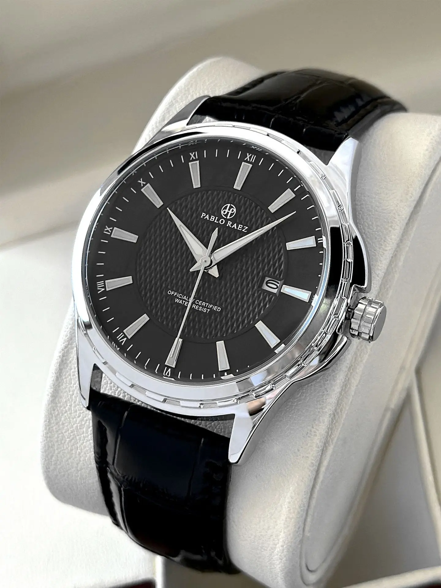 Men's Black Dial Quartz Watch with Black Strap — feature 9