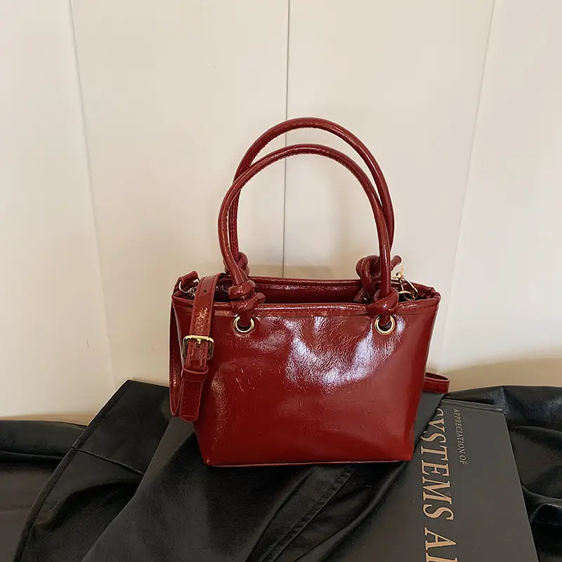 Retro Textured Bucket Bag Brown Winter New