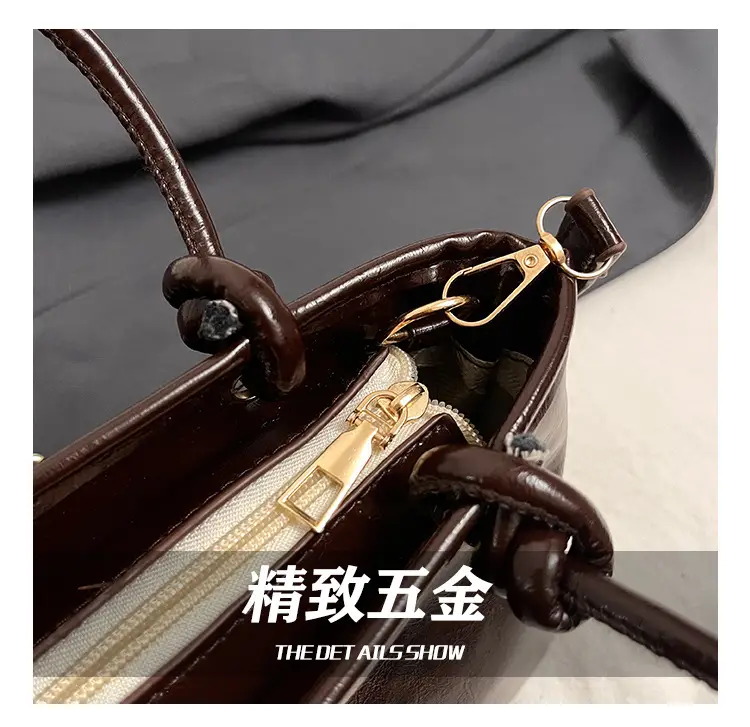 Retro Textured Bucket Bag Brown Winter New — feature 4