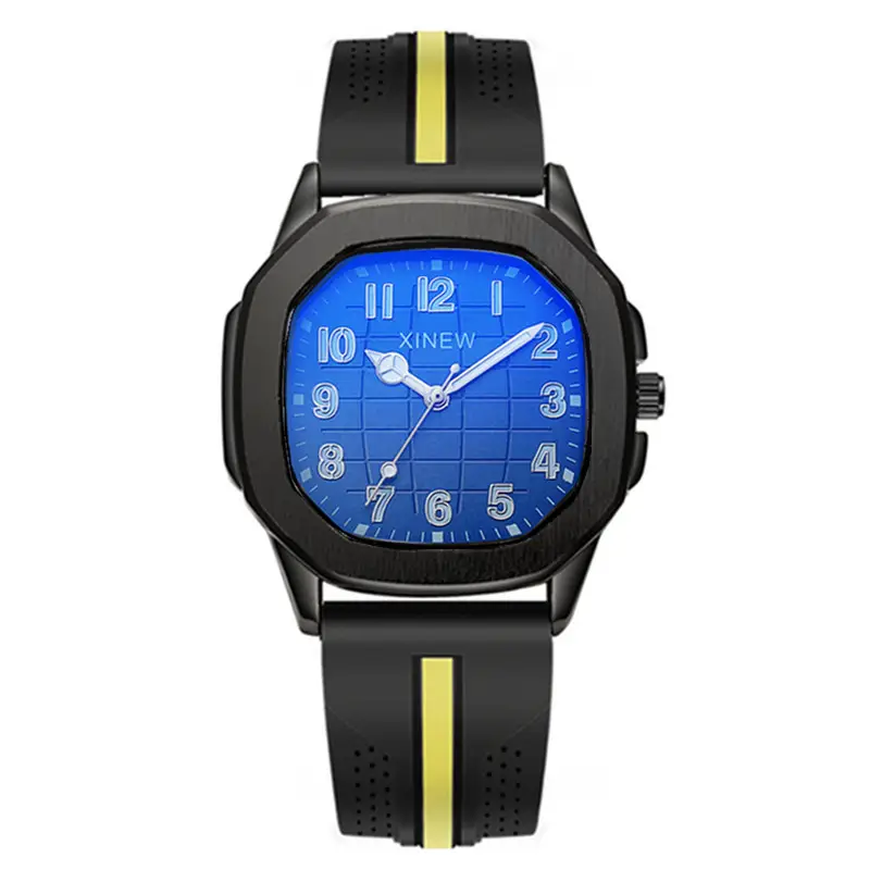 Men Black Yellow Quartz Wrist Watch with Sport Band - Image 15
