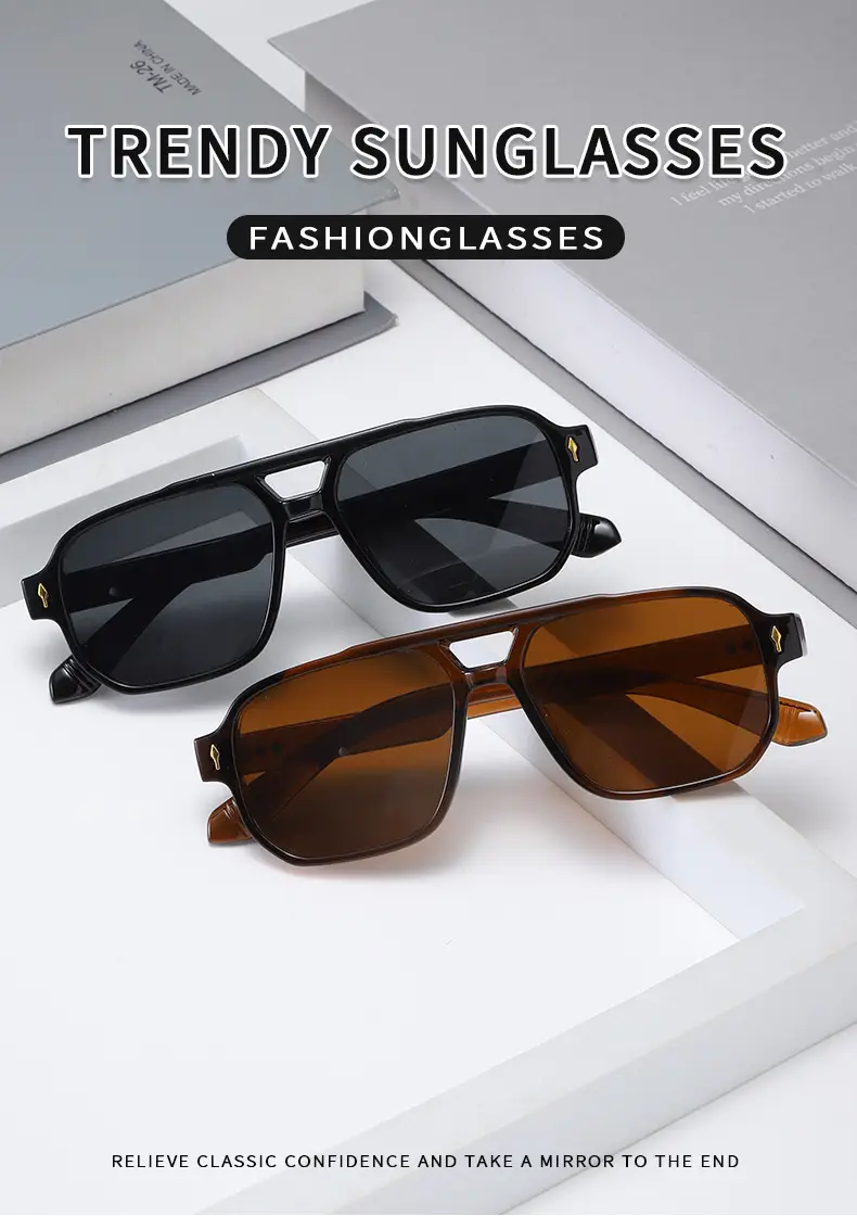 Men's Black Pilot Sunglasses with Gold Accents — feature 1