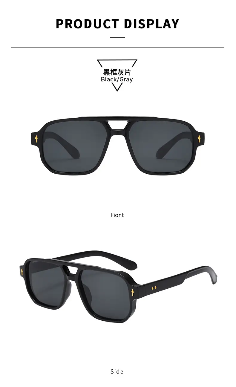 Men's Black Pilot Sunglasses with Gold Accents — feature 10
