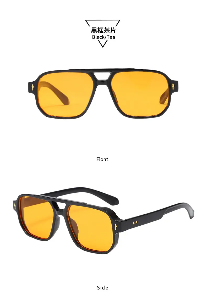Men's Black Pilot Sunglasses with Gold Accents — feature 15
